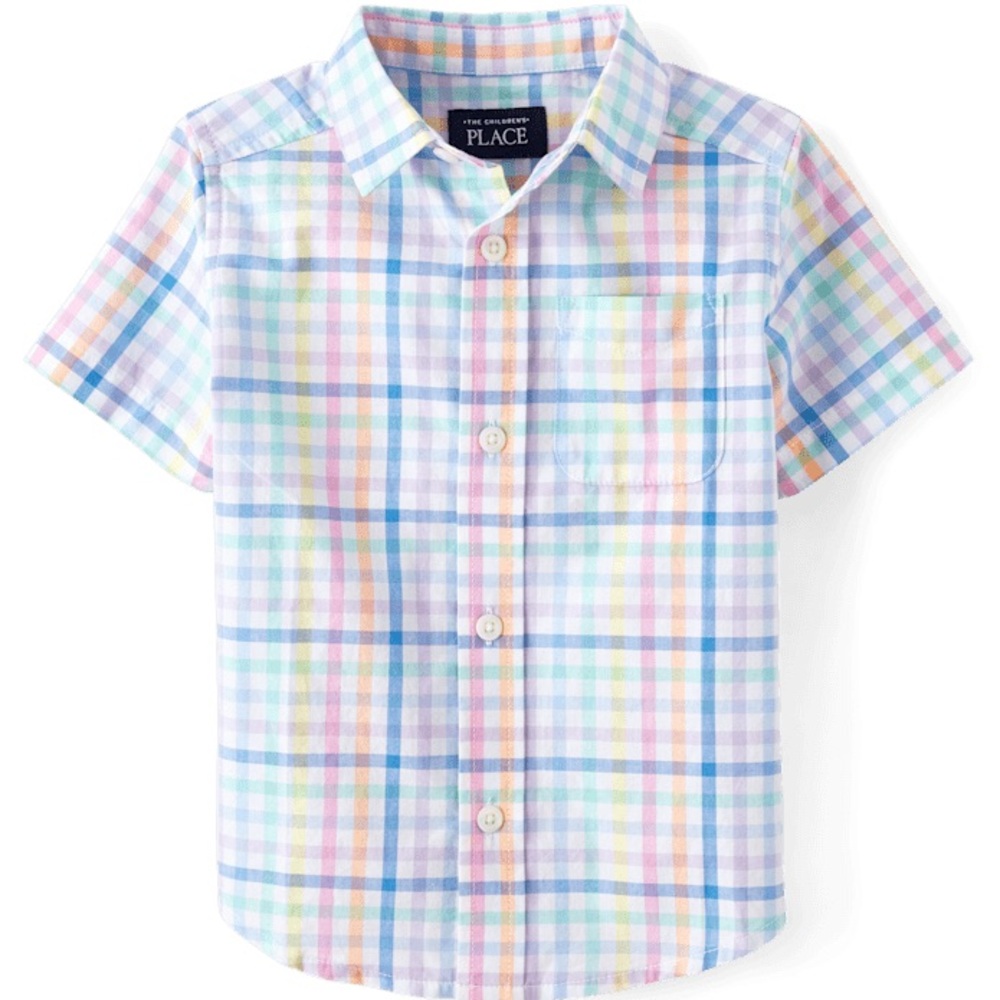 New boys gingham button down polo shirt - Picture 2 of 6